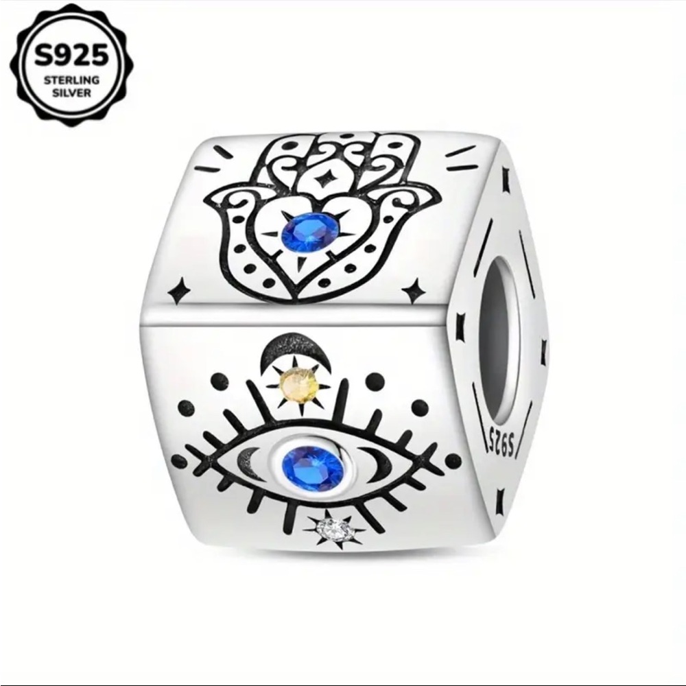 🧿925 Evil Eye Cube Charm🪬